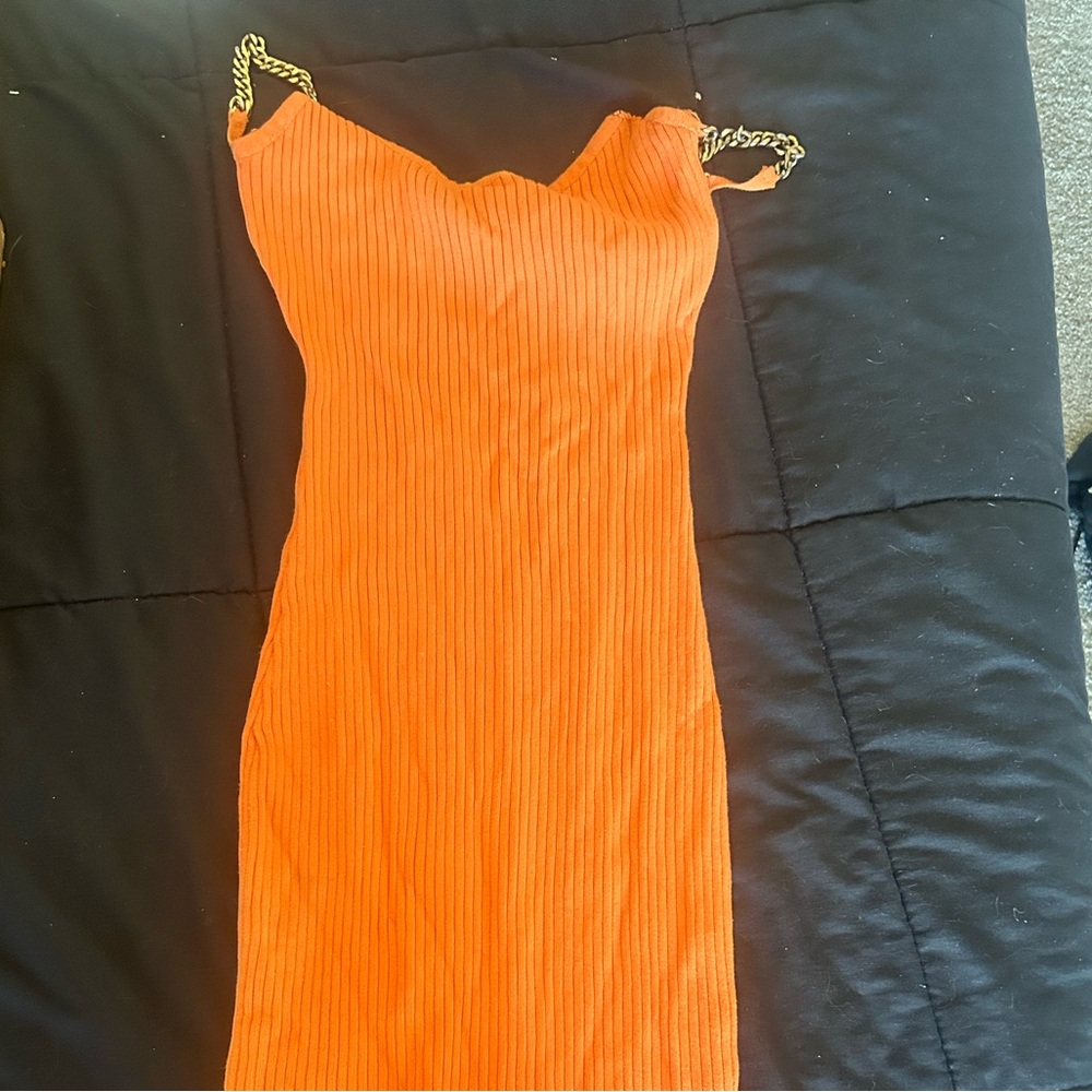 LuxLabel Orange Ribbed Top - Picture 2 of 3